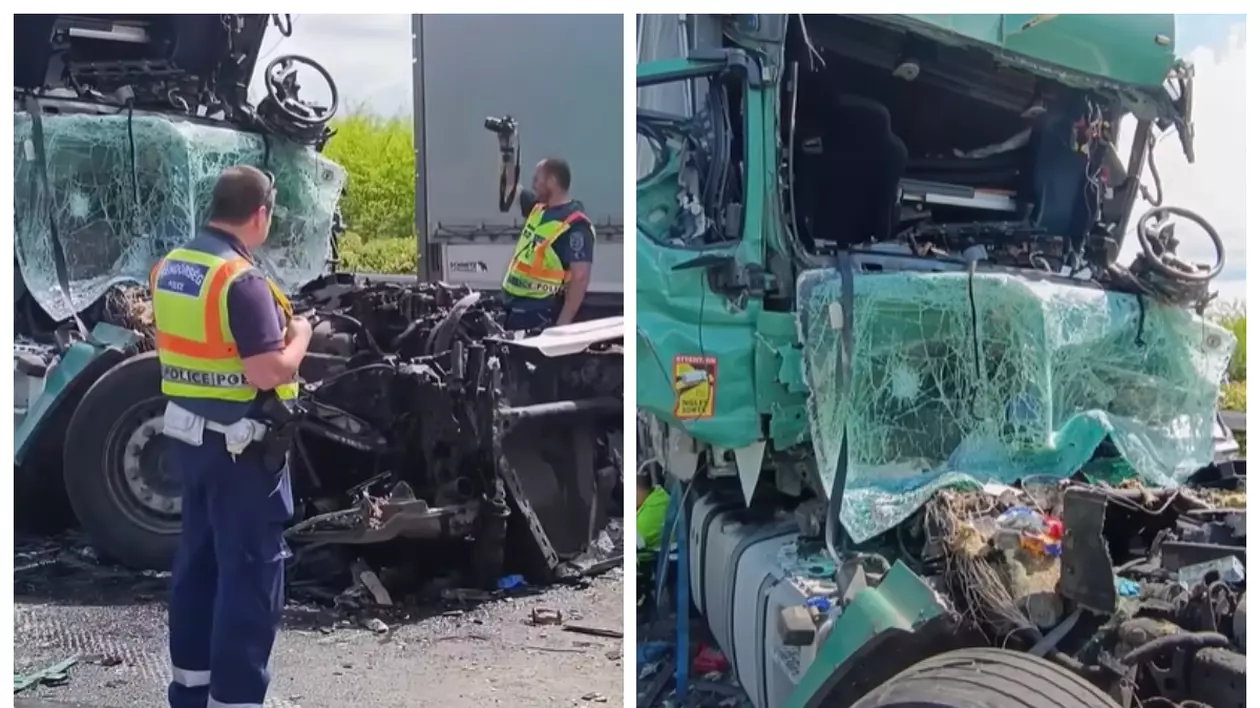 Un șofer român de TIR și femeia care era cu el în cabină au murit într-un accident cumplit, în Ungaria I VIDEO