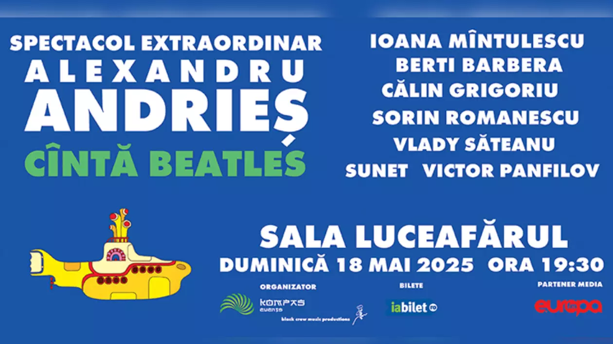 Alexandru Andrieș cântă Beatles, într-un concert-eveniment la Sala Luceafărul