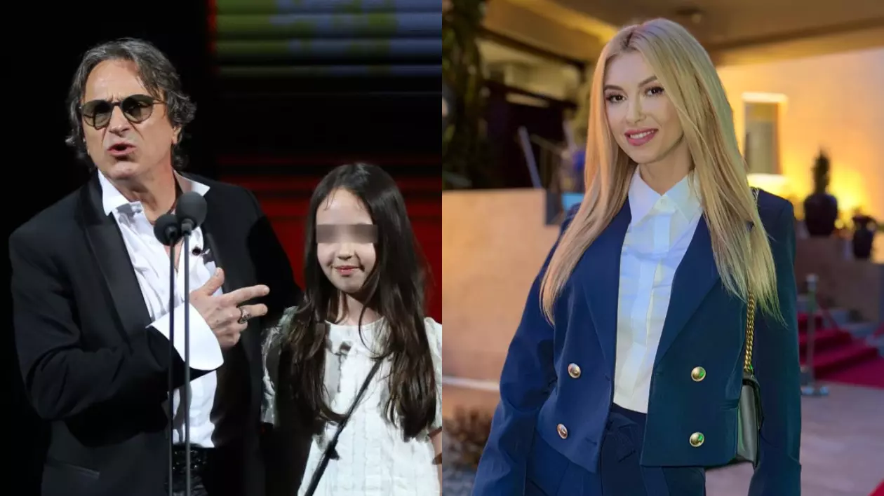 Claudiu Bleonț și fetița la Premiile Gopo, iar în dreapta Andreea Bălan