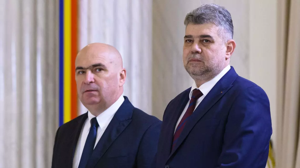 Marcel Ciolacu (dreapta) și Ilie Bolojan (stânga)