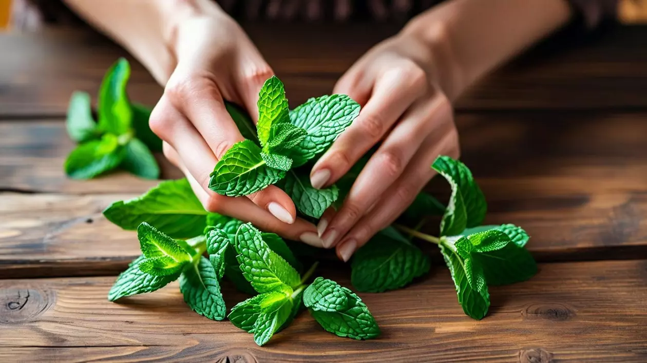 De unde vine expresia „a freca menta” - Doua maini de femeie freaca menta pe o masa de lemn