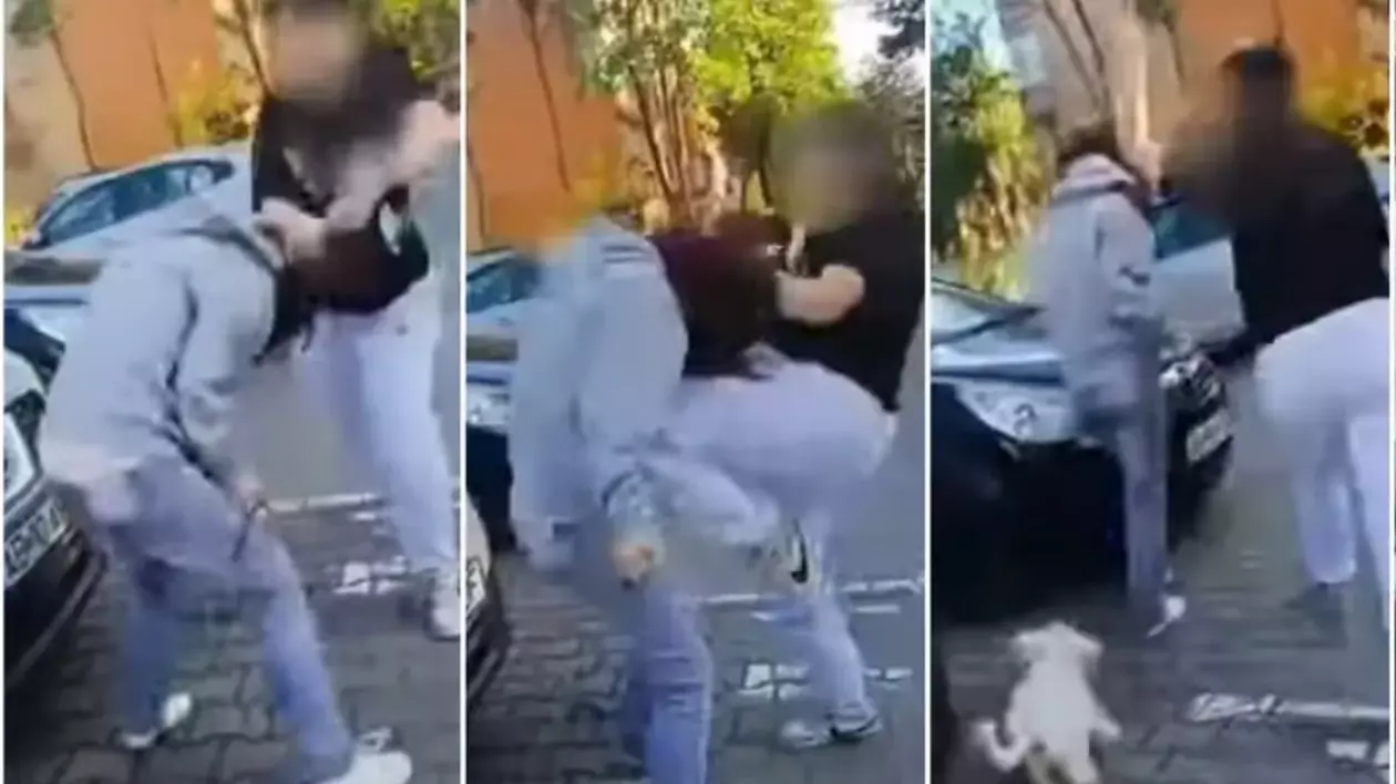 O fată este bătută pe stradă, cu palmele și genunchii, de o altă tânără, în parcarea unui bloc, în Alba Iulia, 1 mai 2025