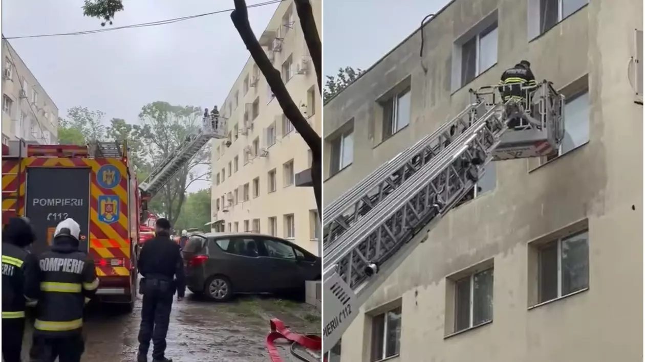Zeci de oameni din Ploiești au ieșit în fața blocului după ce au văzut flăcări ieșind dintr-un apartament. Doi copii au făcut atac de panică