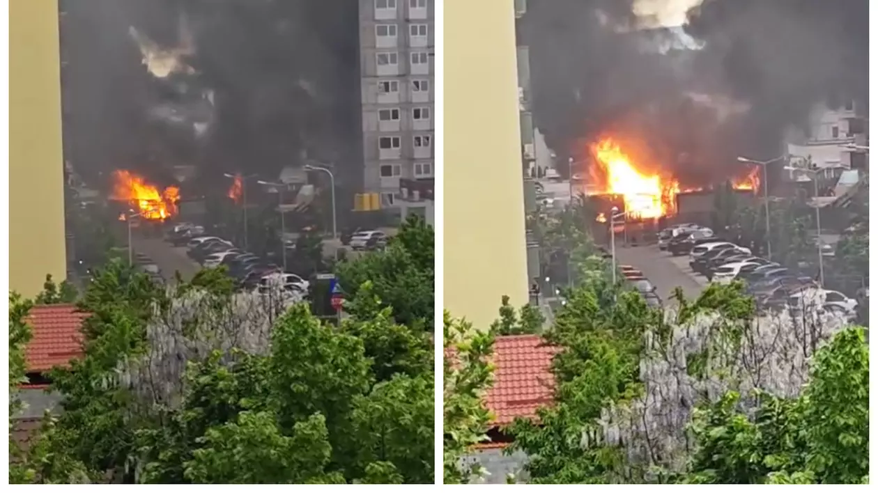 Incendiu puternic într-un cartier din Brașov. Oamenii sunt sfătuiți să își închidă ferestrele din cauza fumului