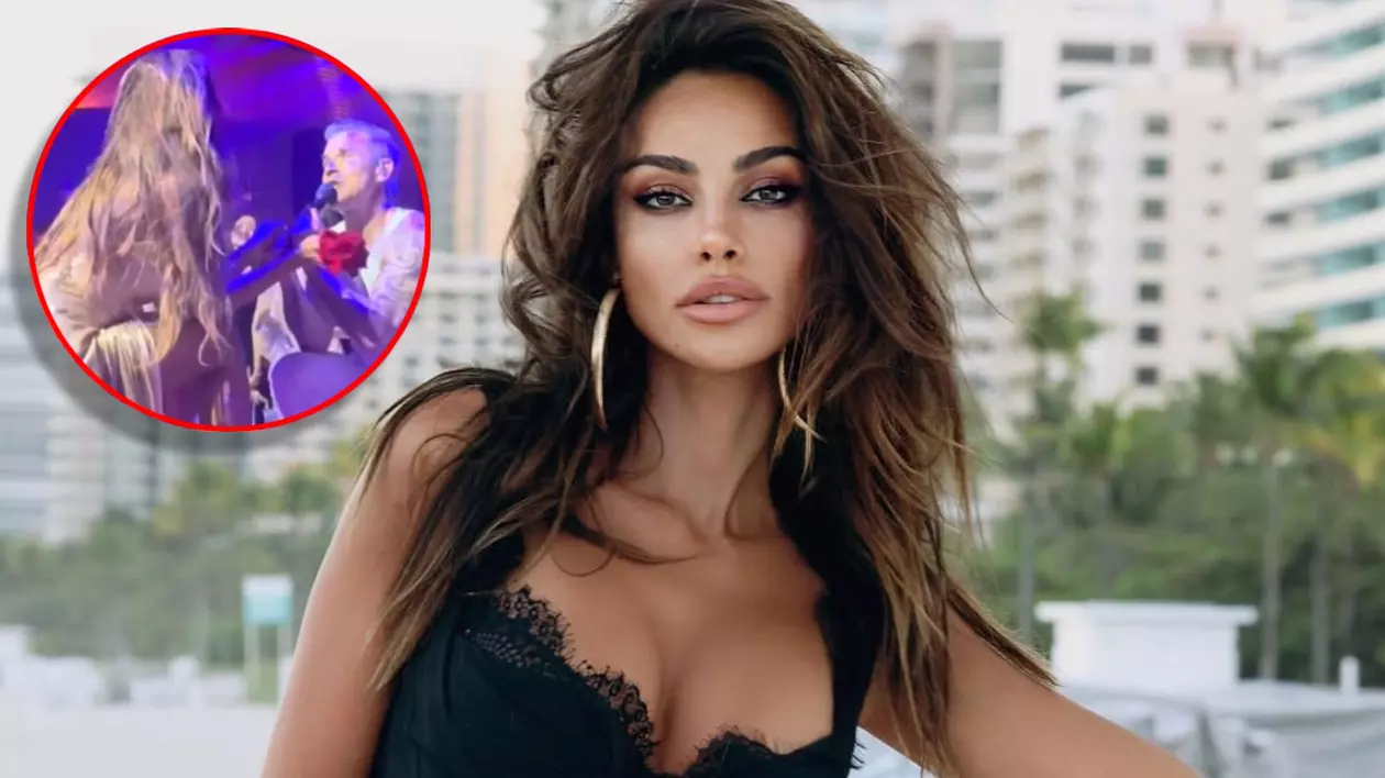 Robbie Williams, în genunchi în fața Mădălinei Ghenea. Moment spectaculos la petrecerea unui milionar italian