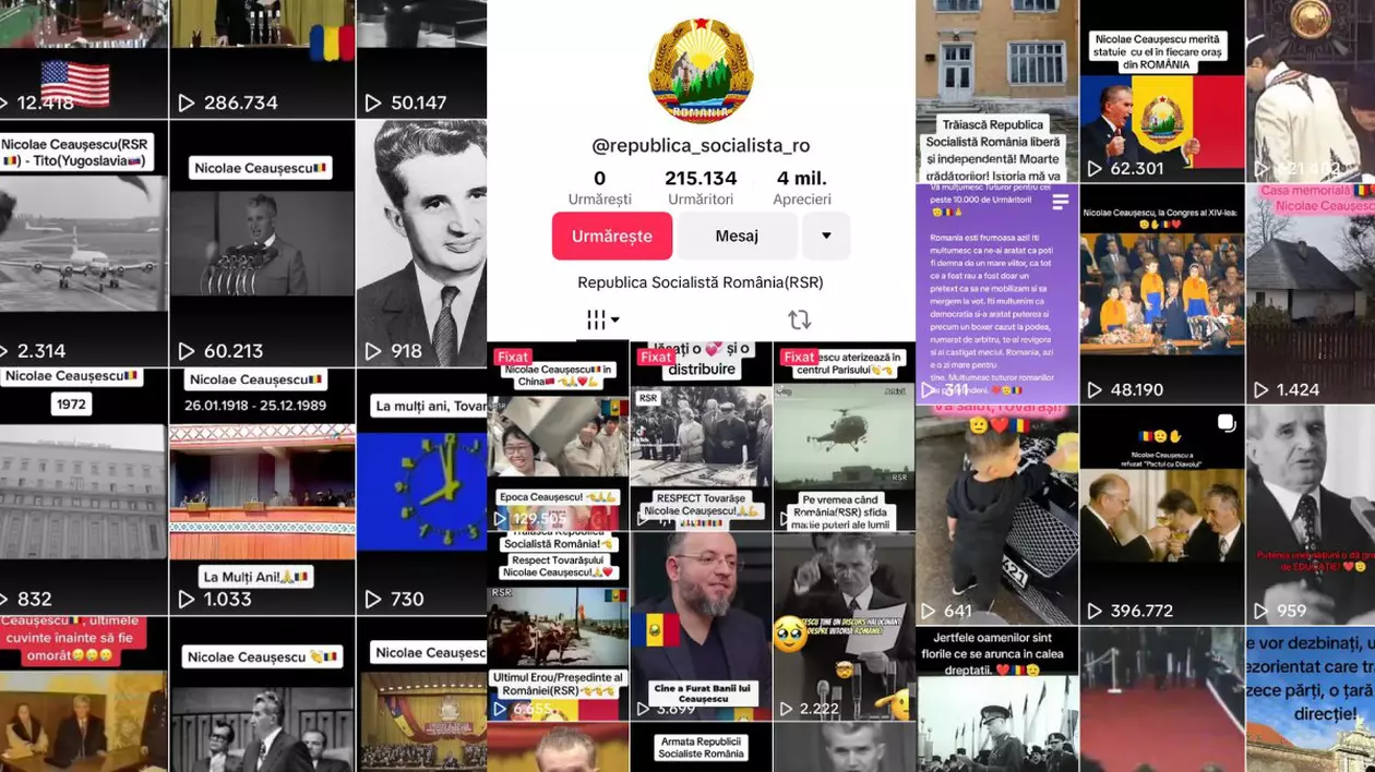 Mii de imagini şi videoclipuri care glorifică perioada comunistă folosite pe conturi false de TikTok și Facebook