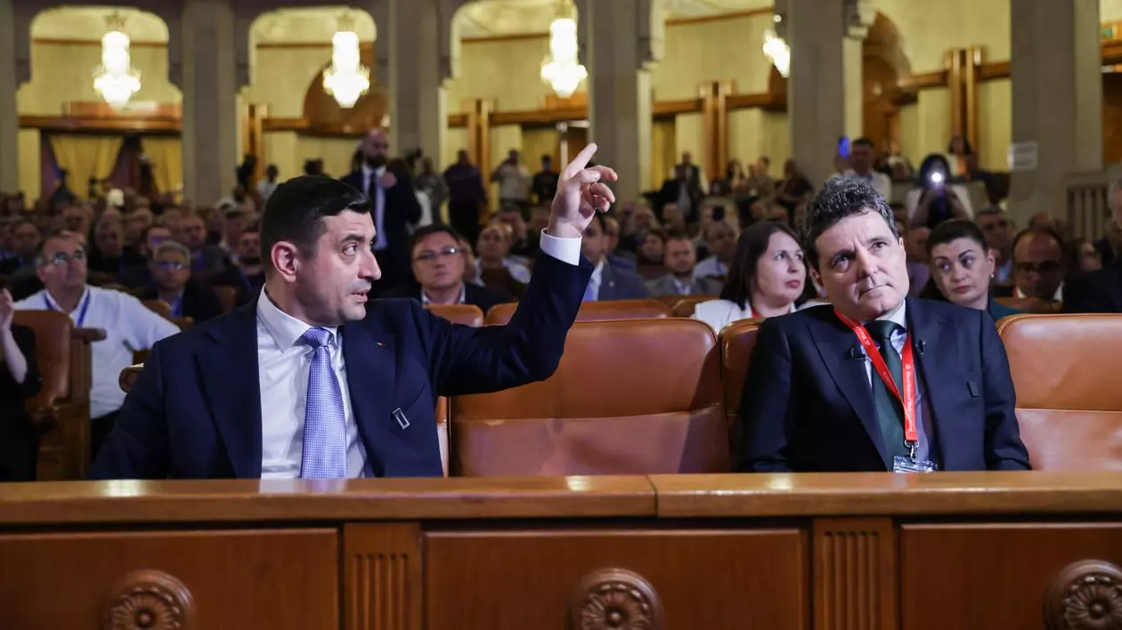 George Simion și Nicușor Dan s-au întâlnit prima dată după turul 1 al alegerilor prezidențiale și au stat unul lângă altul la Congresul BNS
