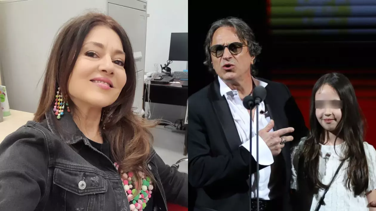 Oana Sîrbu în stânga, Claudiu Bleonț și fiica lui pe scenă la Premiile Gopo 2025