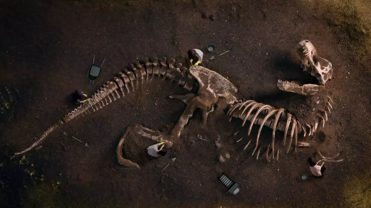 Oasele unui dinozaur, descoperite întregi în pământ.