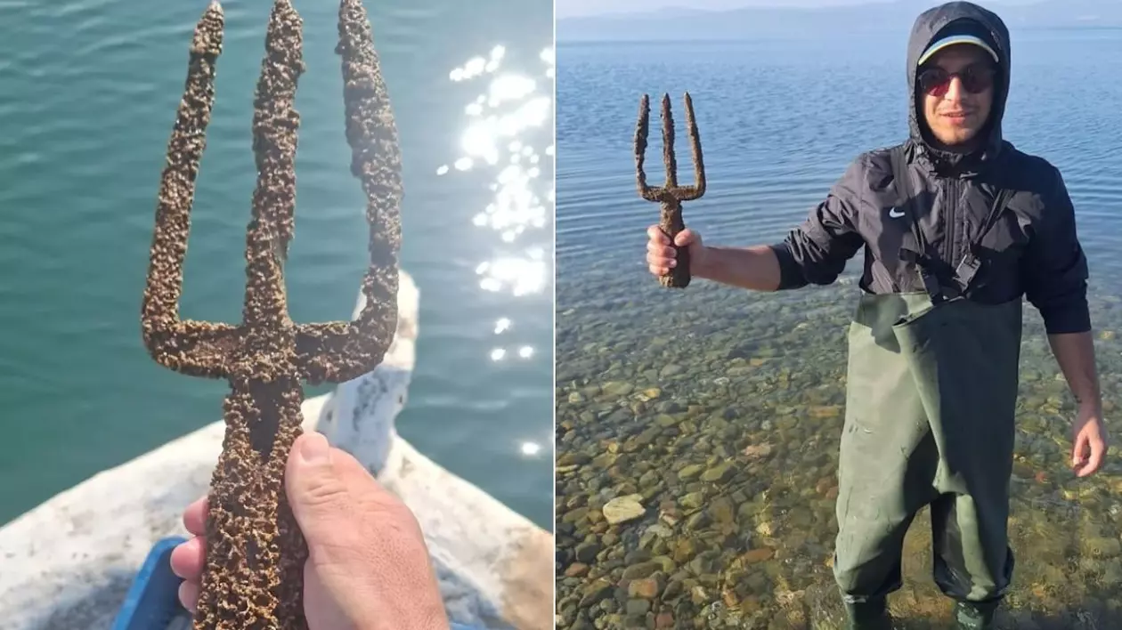 A găsit „sulița zeului Poseidon” într-un lac din Turcia. Ce spun arheologii despre descoperirea bizară făcută de un pescar
