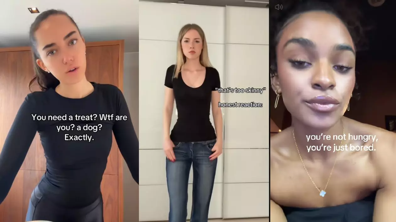 Mai multe femei slabe care promovează trendul SkinnyTok