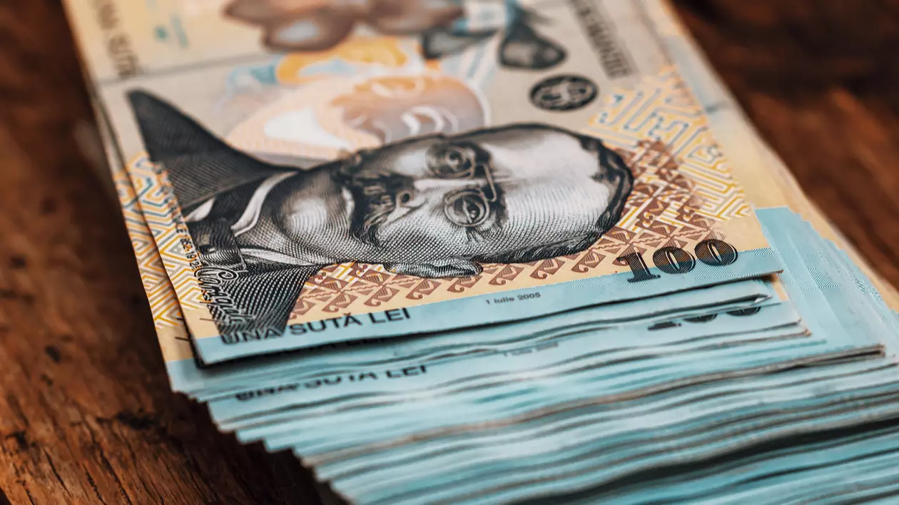 Poză cu bancnote de 100 de lei