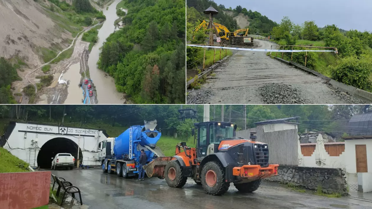 Colaj Salina Praid: pârâul Corund, pompe, intrare Salină și utilaje