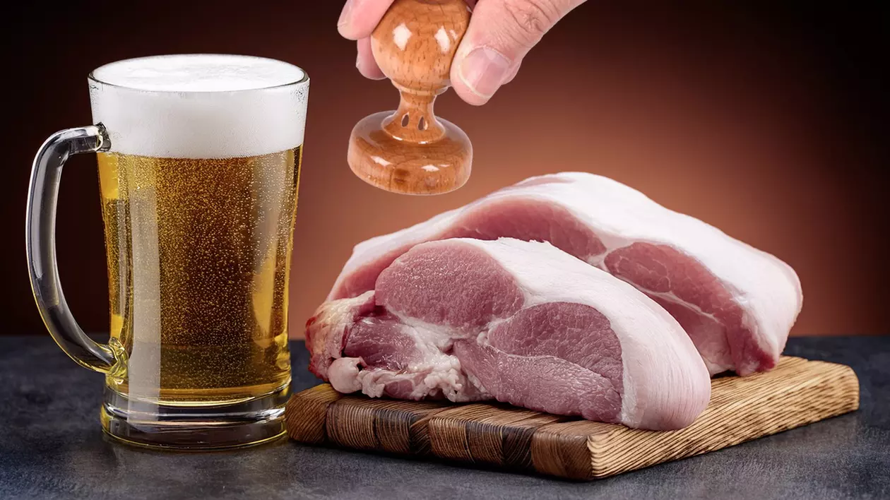 colaj carne de porc, bere și ștampilă de vot
