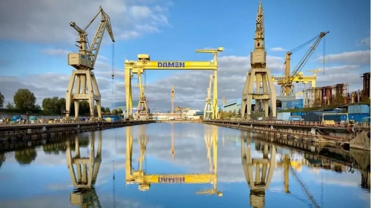 Imagine din șantierul naval Damen Mangalia