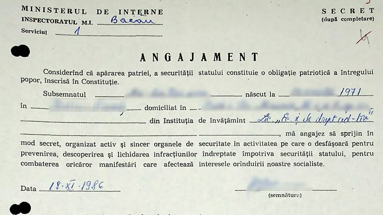Imagine cu o fișă de angajament - CNSAS