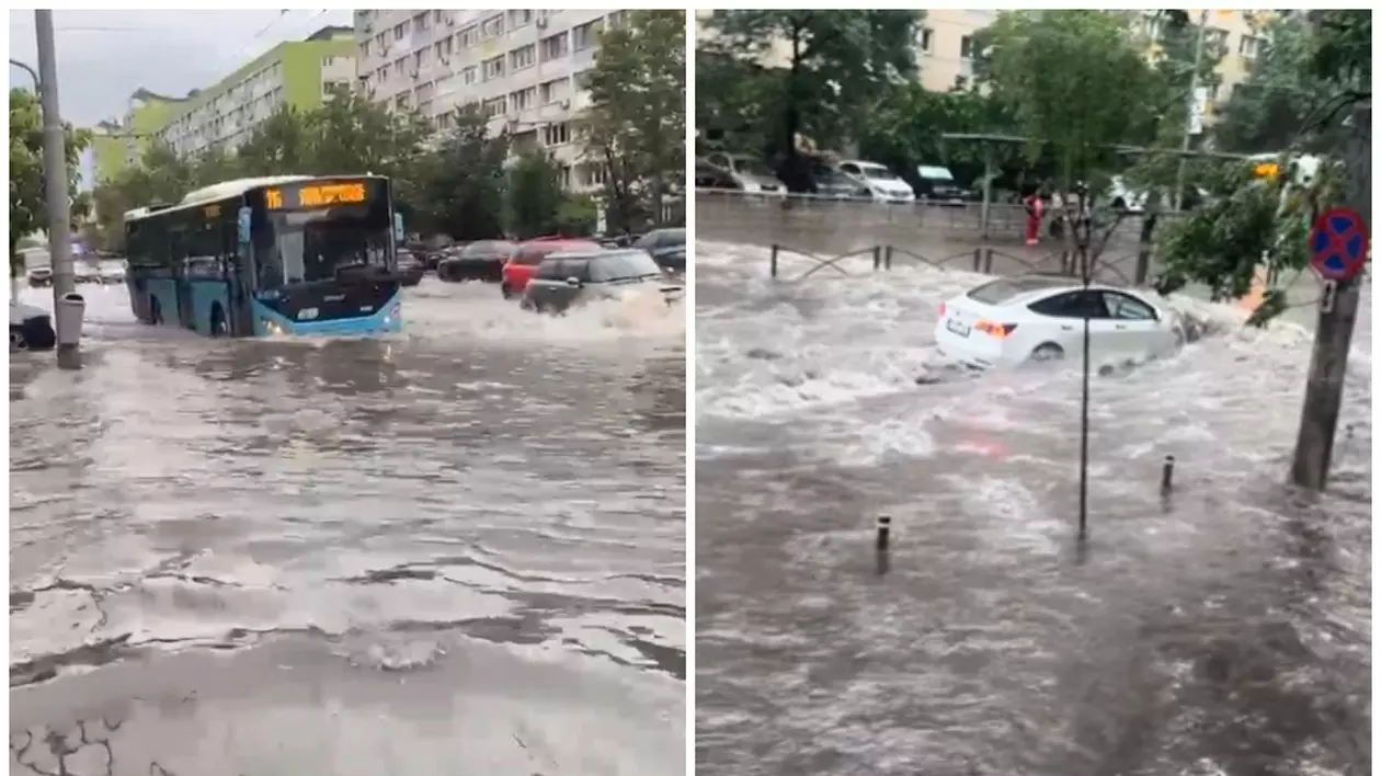 În imagine sunt ilustrate străzi care au fost inundate.