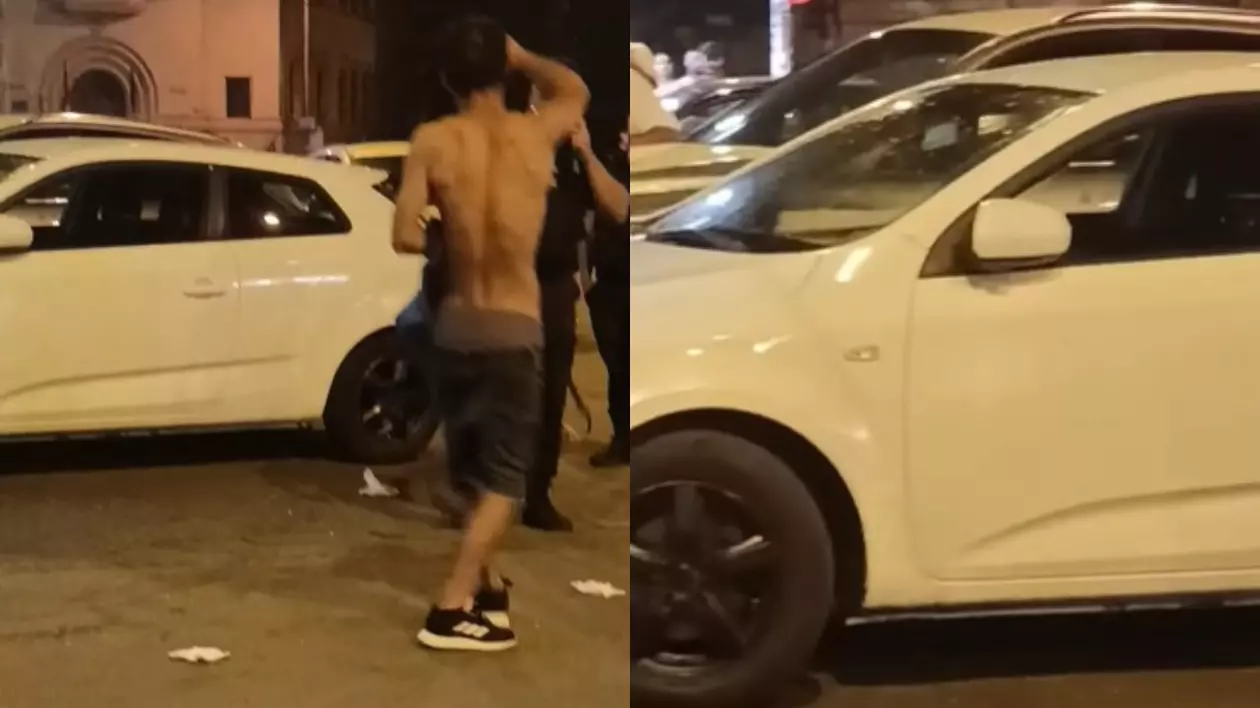 Momentul în care bărbatul din Ploiești atacă și vandalizează mașina