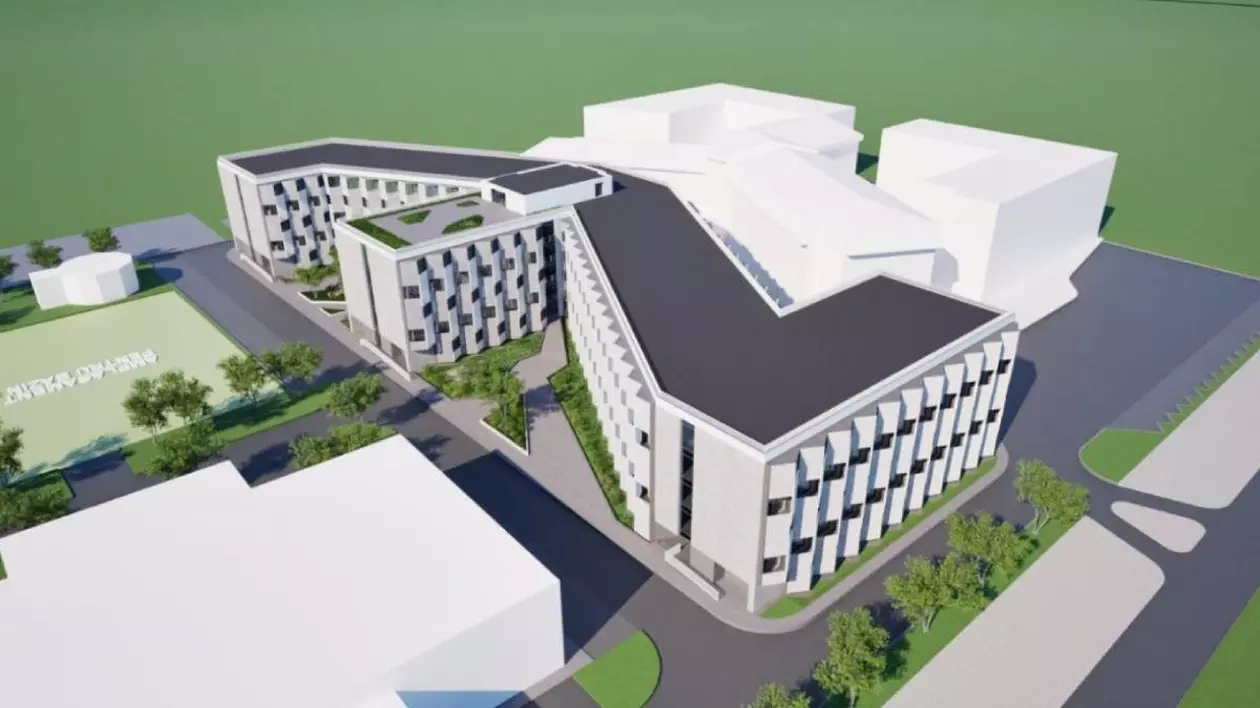 Foto cu noul cămin studențesc al Universității din Oradea care se va construi