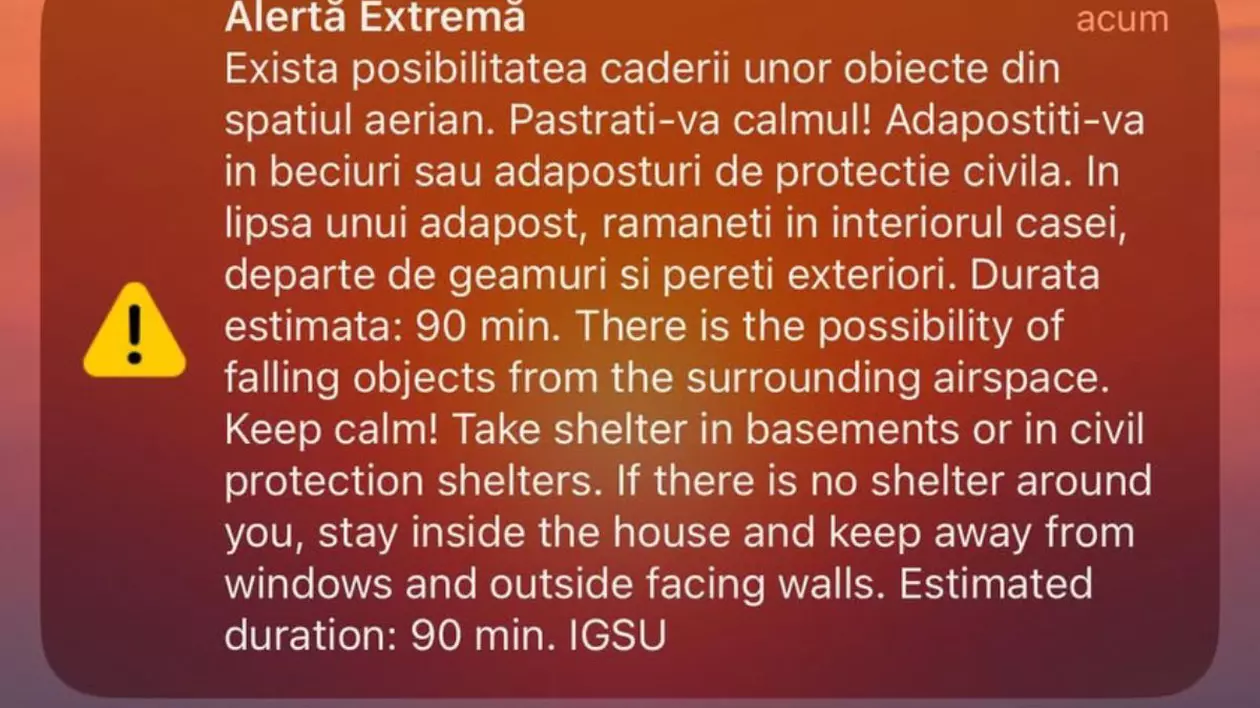 Mesaj RI-Alert pe fundal roșu
