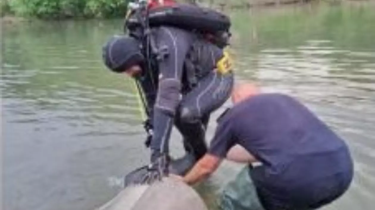 Trupul fetiței a fost căutat de scafandri. Foto ISU Bihor
