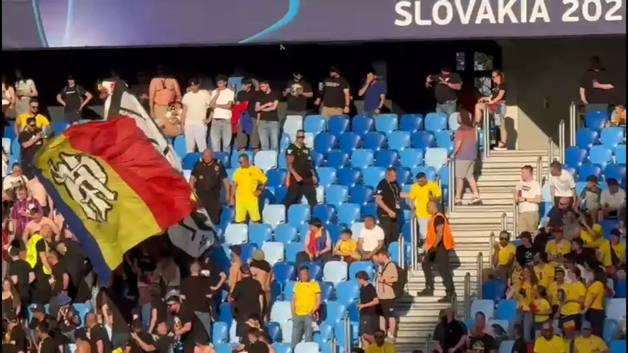 Imagine realizată de Libertatea pe stadionul din Bratislava