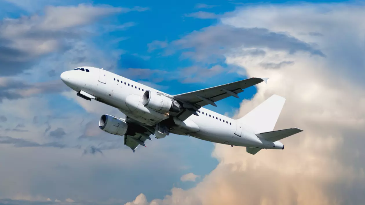În imagine este ilustrat un avion în timpul zborului