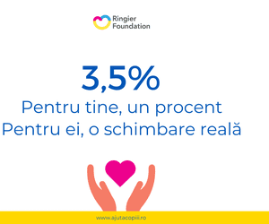 Donează 3,5 la sută din impozit către Fundația Ringier și astfel îi ajuți pe micuții bolnavi. Împreună cu ajutorul vostru, al prietenilor fundației, am rescris sute de povești dramatice și am strâns milioane de euro pentru tratamentele copiilor suferinzi