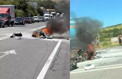 Motociclist cuprins de foc, în județul Cluj. Bărbatul și-a pierdut viața pe loc, după ce a fost izbit de un TIR