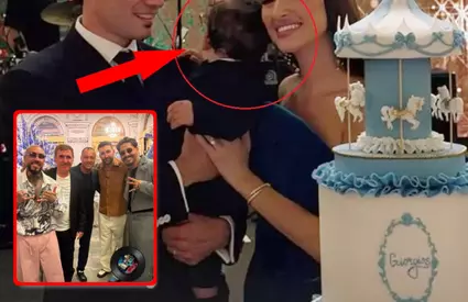 PRIMA poză cu chipul nepotului lui Hagi! Puștiul, îmbrăcat la costum, în brațe la tata Ianis Hagi, este bucățică ruptă din...