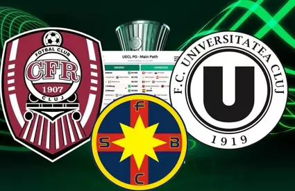 Cum arată lista posibililor adversari pentru FCSB, CFR Cluj și U Cluj în faza play-off din Conference League. 5 super echipe sunt deja sigur acolo!