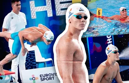 Cum a trăit David Popovici prima zi la Campionatele Europene, cu record şi calificare în finală: „Aproape că mi-au dat lacrimile”. Fotoreportaj