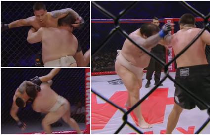 Cum s-a încheiat o luptă în ring între doi combatanți între care era o diferență de aproape 90 de kilograme. Imagini incredibile