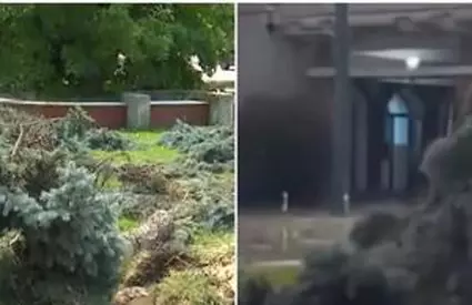 Oraşul din România măturat de vijelie. Oamenii s-au baricadat în case, vântul a smuls copaci şi acoperişuri