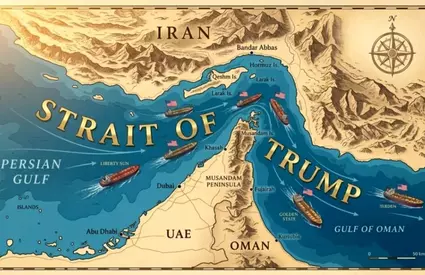 „Strâmtoarea lui Trump”. Președintele SUA publică o hartă în care a schimbat numele Strâmtorii Ormuz