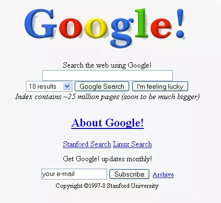Early Google Logo and Homepage