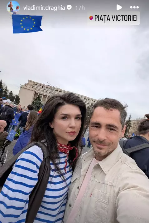 Vladimir Draghia si Alice miting Piata Victoriei 1