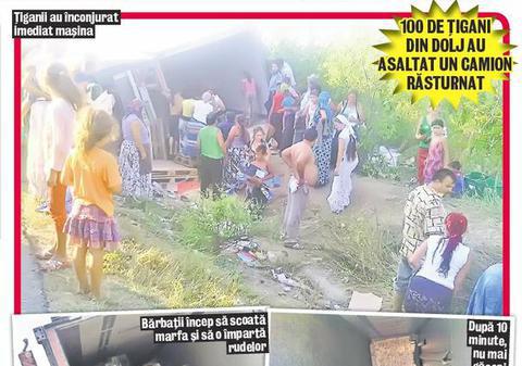 100 de ţigani au golit un tir în 10 minute