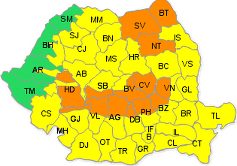Cod portocaliu de ninsori și viscol. 14 județe din nordul și centrul țării, vizate