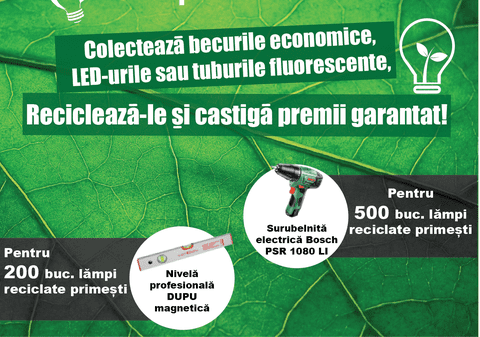 (P) Colectează becuri economice, LED-uri și tuburi fluorescente și Recolamp îți oferă garantat premii!