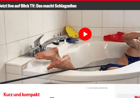 În perioada crizei coronavirusului, triatlonista Daniela Ryf se pregătește în cada de baie pentru proba de înot