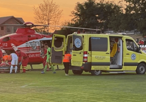 Portar din Liga a treia, comoție cerebrală după ce a fost lovit de un adversar în timpul meciului