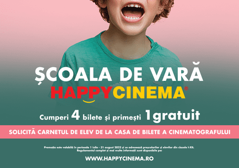 Începe ȘCOALA DE VARĂ HAPPY CINEMA. Te premiem cu bilete gratuite la filme!