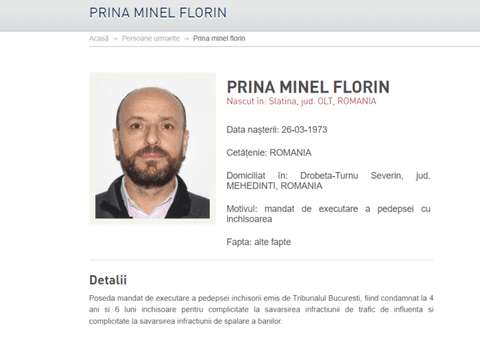 Minel Prina, dat în urmărire generală. Fostul primar al Slatinei, condamnat la închisoare în același dosar cu Darius Vâlcov