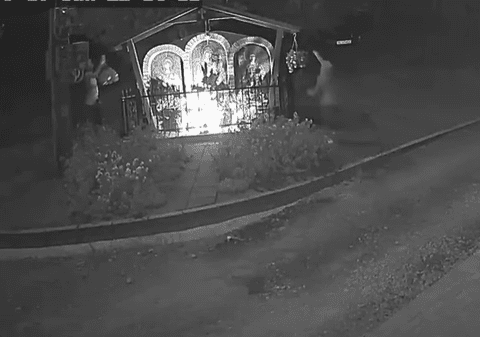 Doi adolescenți din Târgu Ocna au furat ghivecele cu flori de la o troiță. Momentul, surprins de camere