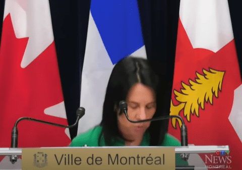 Momentul în care primărița din Montreal cade din picioare, în timpul unei conferințe de presă: „Sperăm să-ți revii rapid în formă”