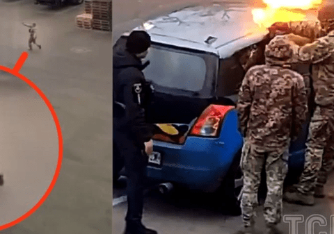 Anchetă în Ucraina, după ce militarii au incendiat mașina unui bărbat care urma să fie recrutat și se blocase în interior: „Au râs în hohote când șoferul a ieșit speriat”