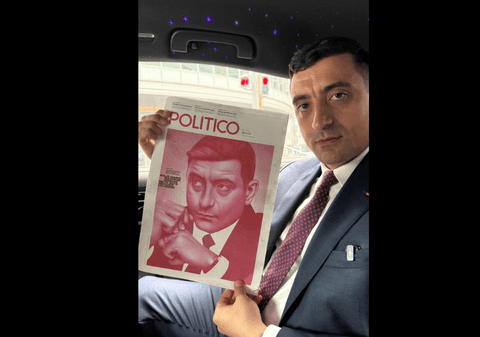 George Simion se laudă că e pe coperta revistei Politico: „Bărbatul Meloni”