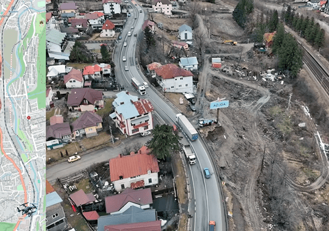 Pe unde trece șoseaua de centură construită la Bușteni – Azuga. Șantierul început recent traversează zone aglomerate, printre vile și pensiuni