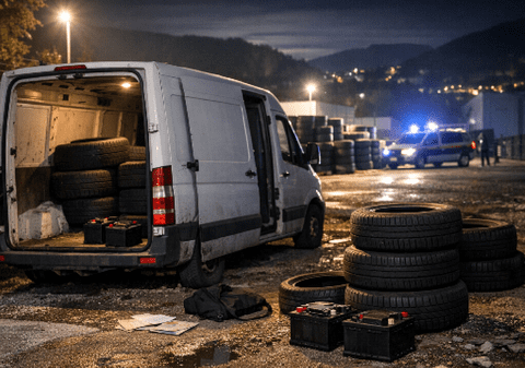 Doi bărbați au fost prinși de poliție după ce și-au uitat buletinele într-o dubă plină cu anvelope furate, în Austria